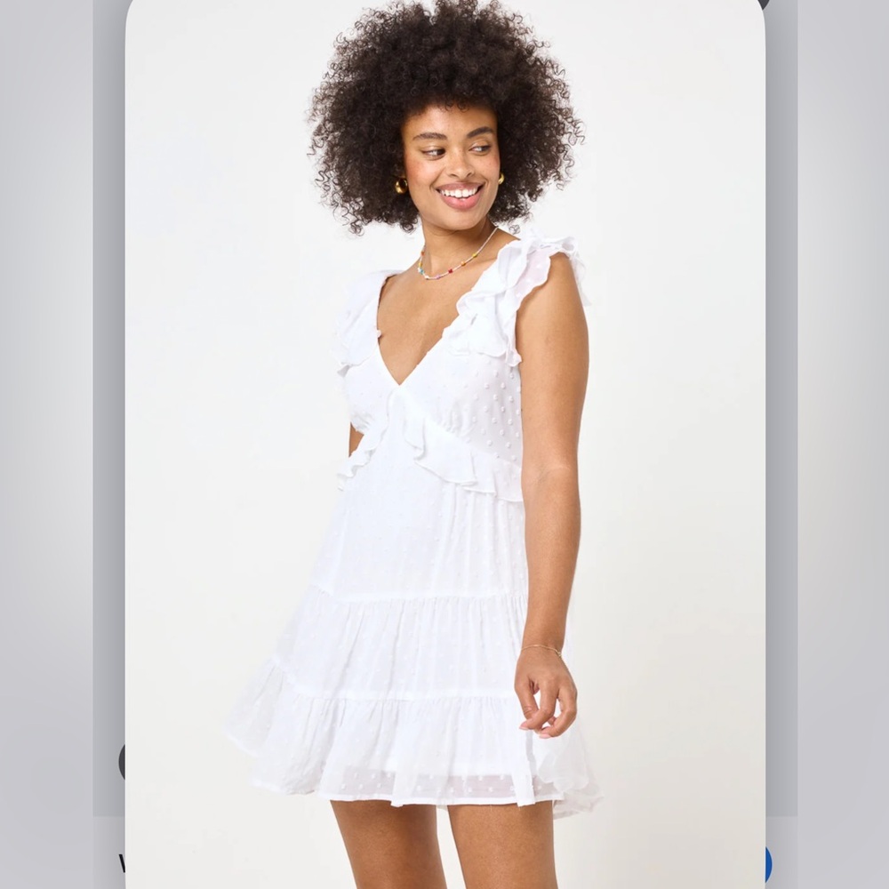Trixxi White Ruffled Layered Sleeve Dress